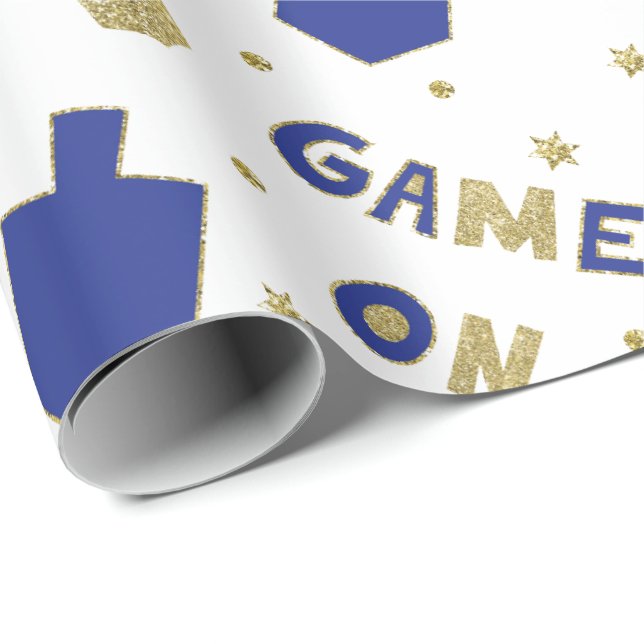 Papel De Regalo Hanukkah Wraping Paper Chanukah GAME ON (Esquina del rollo)