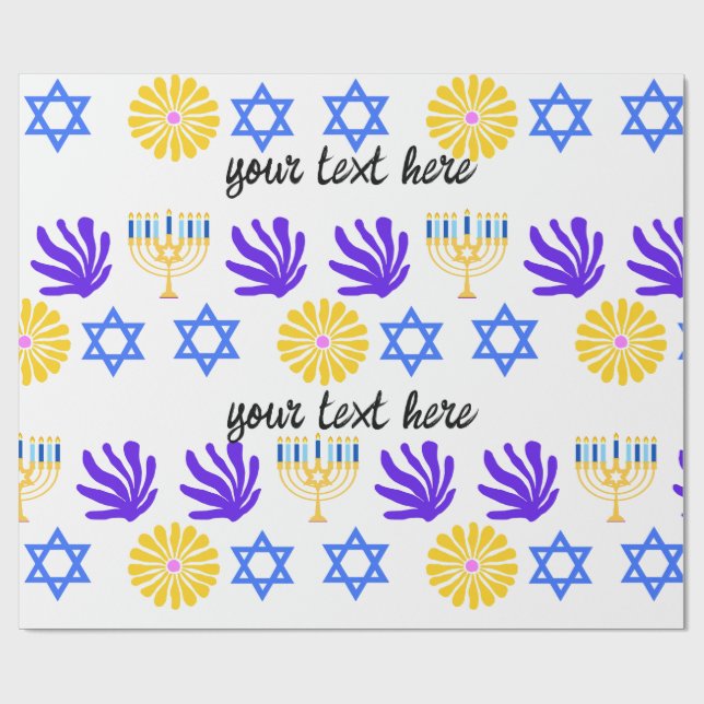 Papel De Regalo Hanukkah Wrapping Paper – Menorah, Star of David (Superficie plana)