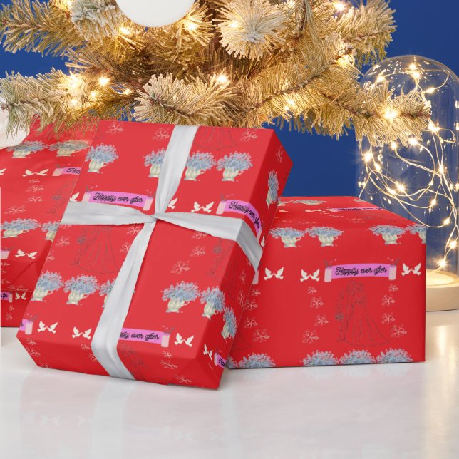 Papel De Regalo Happily ever after red (Vacaciones)