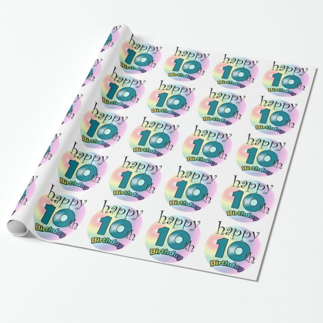 Papel De Regalo Happy 10th Birthday (Desenrollado)