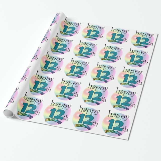 Papel De Regalo Happy 12th Birthday (Desenrollado)