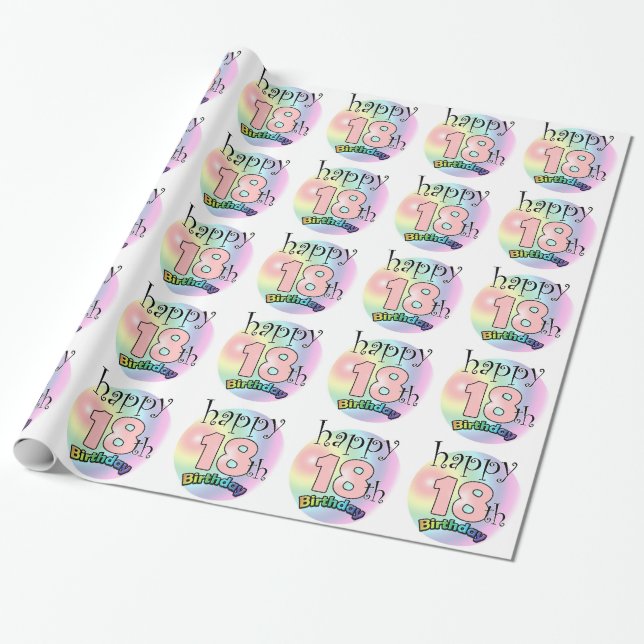 Papel De Regalo Happy 18th Birthday (roze) (Desenrollado)