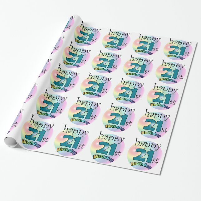 Papel De Regalo Happy 21st Birthday (Desenrollado)