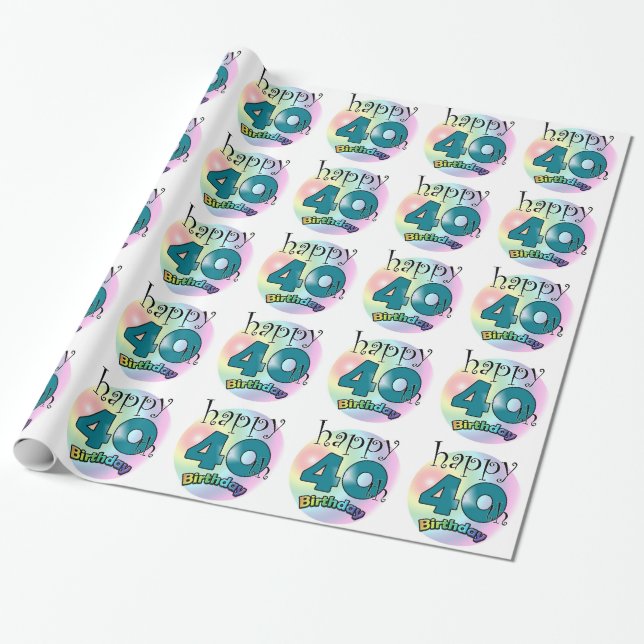 Papel De Regalo Happy 40th Birthday (Desenrollado)