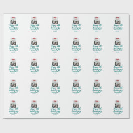 Papel De Regalo Happy 50th anniversary photo turquoise bow name da