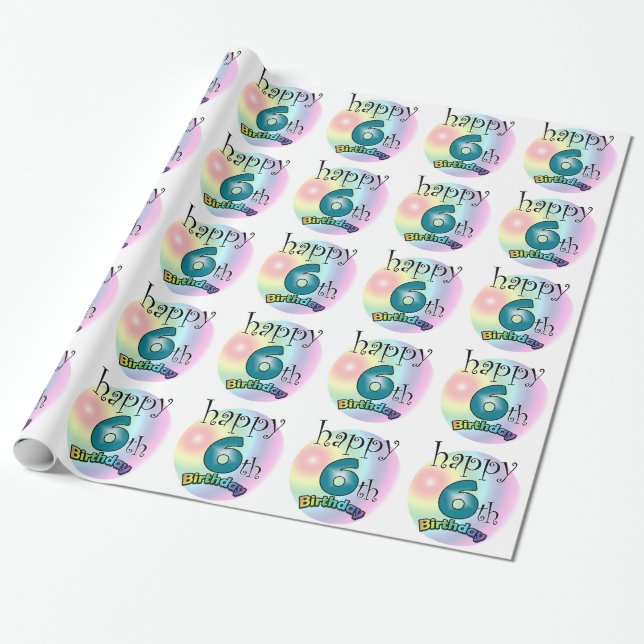 Papel De Regalo Happy 6th Birthday (Desenrollado)