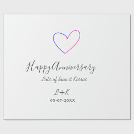 Papel De Regalo Happy anniversary pink blue heart name date simple