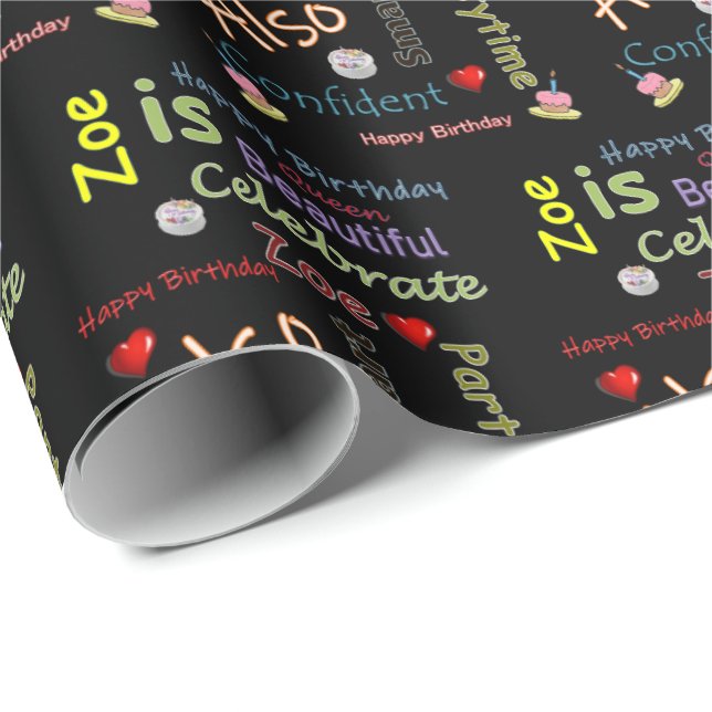 Papel De Regalo Happy Birday Gift Wraping Paper Zoe (Esquina del rollo)
