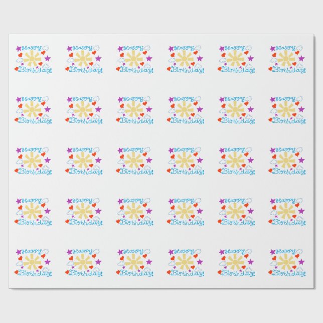 Papel De Regalo Happy Birthday! (Superficie plana)