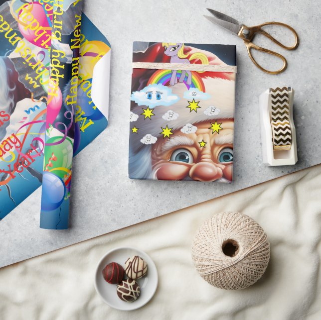 Papel De Regalo Happy Birthday Christmas Unicorn Wrapping Paper (Artesanía)