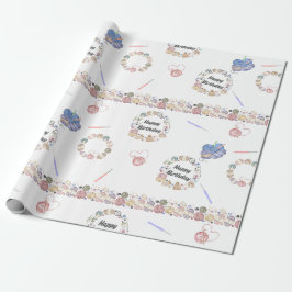 Papel De Regalo Happy Birthday Crochet Wrapping Paper
