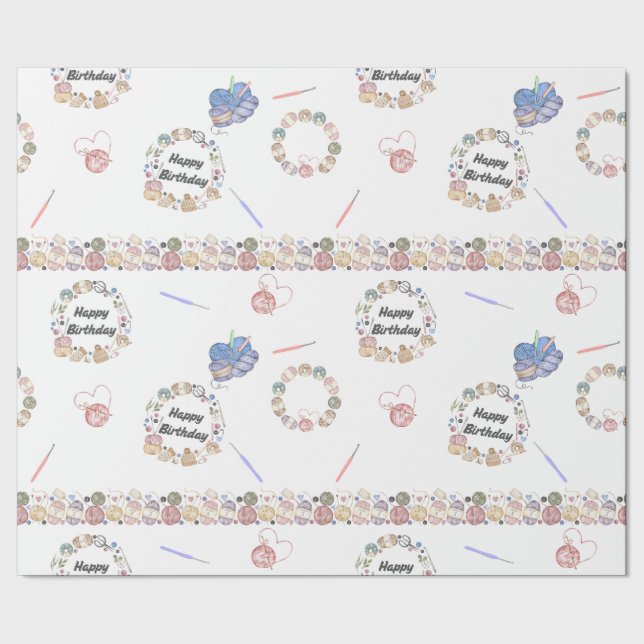 Papel De Regalo Happy Birthday Crochet Wrapping Paper (Costura)