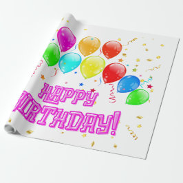 Papel De Regalo Happy Birthday! Design with colorful balloons and 