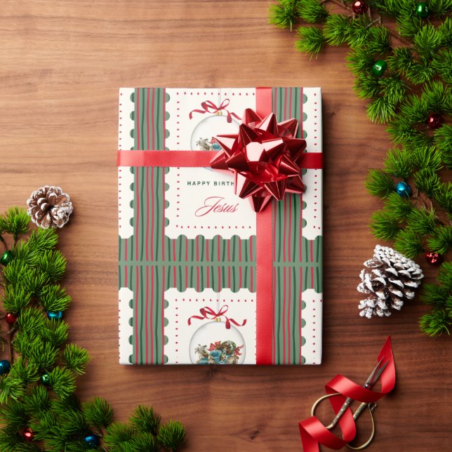 Papel De Regalo "Happy Birthday Jesus' - Faith Based Christmas  (Regalo de vacaciones)