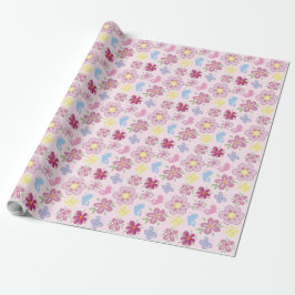 Papel De Regalo Happy Birthday Wild Flowers Garden Boho Pattern