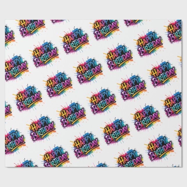 Papel De Regalo Happy Birthday Wrapping Paper printable (Superficie plana)