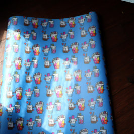 Papel De Regalo Happy Boba Tea Bubble Teas Bobas Kawaii