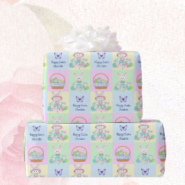 Papel De Regalo Happy Easter Baby's Name Soft Pastels Bunny