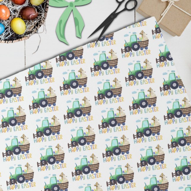Papel De Regalo Happy Easter Cute Tractor (Subido por el creador)