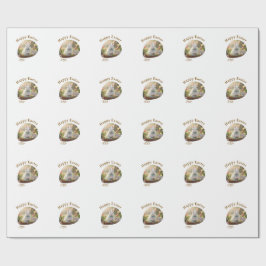 Papel De Regalo Happy Easter white bunny year photo family name 