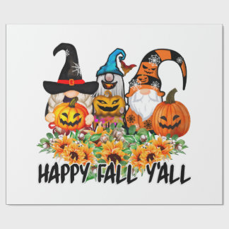 Papel De Regalo Happy Fall Y'all Gnome Leopard Gnome Sunflower