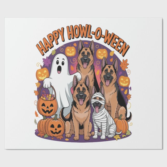 Papel De Regalo Happy German Shepherd Halloween (Superficie plana)