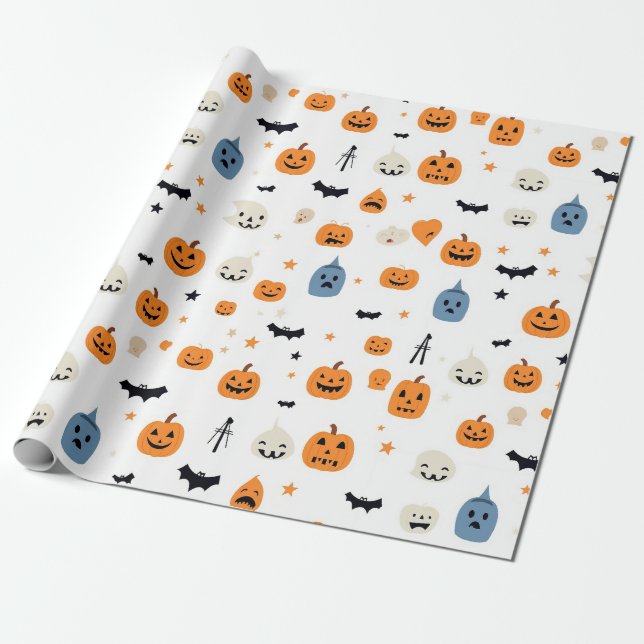 Papel De Regalo Happy Halloween for babyes white (Desenrollado)