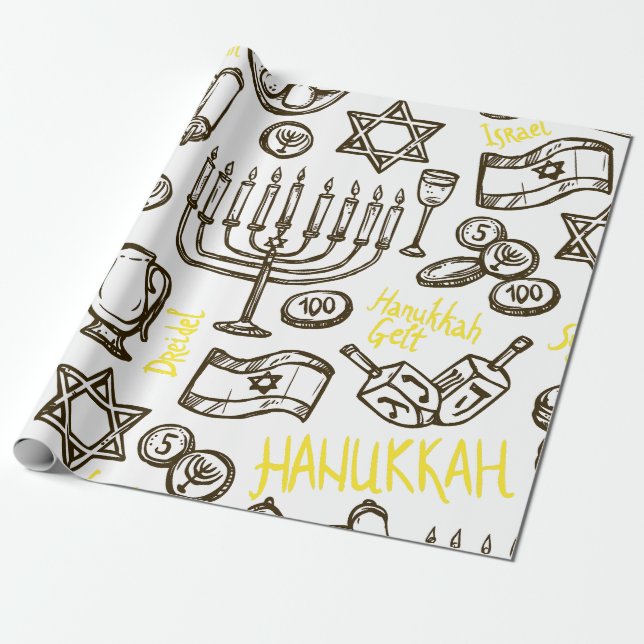 Papel De Regalo Happy Hannukah Wrapping Paper Gift (Desenrollado)