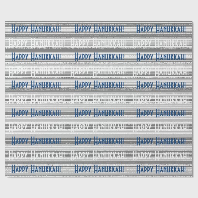 Papel De Regalo Happy Hanukkah Blue Stripes (Superficie plana)
