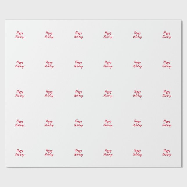 Papel De Regalo Happy holidays christmas handwriting red white (Superficie plana)