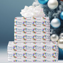 Papel De Regalo Happy Holidays Custom Company Rainbow Christmas