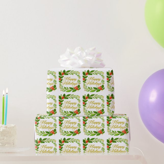 Papel De Regalo 'Happy Holidays' Wrapping Paper (Regalos de fiesta)