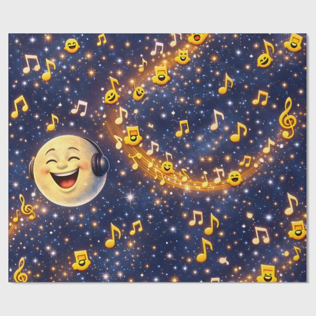 Papel De Regalo Happy musical Moon Galaxy custom wrapping paper (Superficie plana)