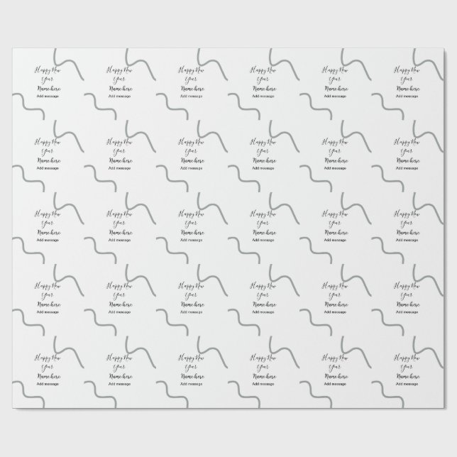 Papel De Regalo Happy new year name message gray simple holiday  (Superficie plana)
