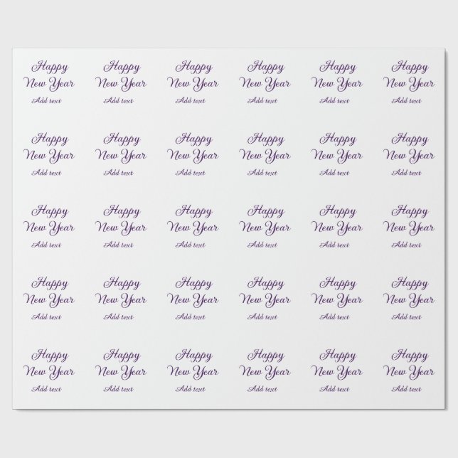 Papel De Regalo Happy new year purple calligraphy simple minimal  (Superficie plana)