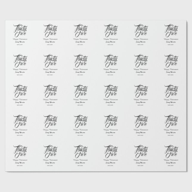 Papel De Regalo Happy retirement bold letter name year elegant sim (Superficie plana)