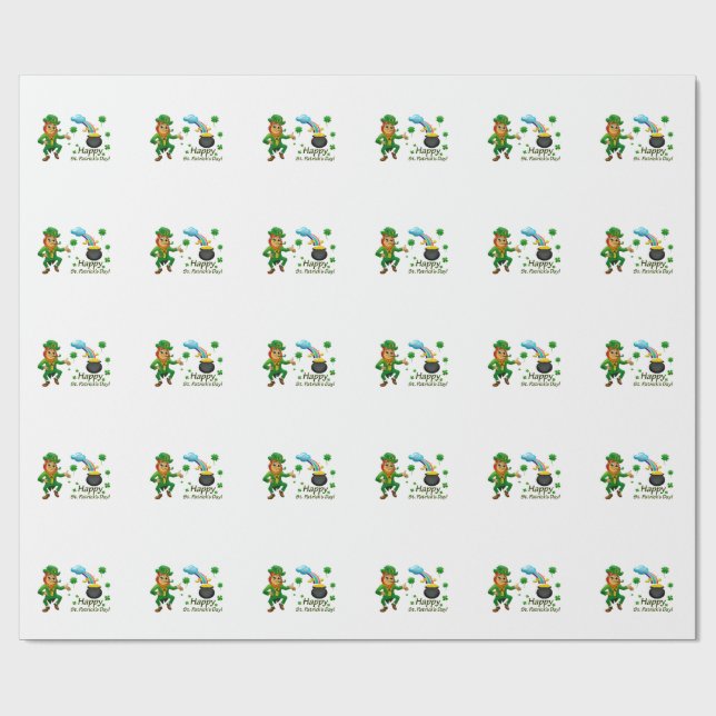 Papel De Regalo Happy Saint Patrick's Day Leprechaun Rainbow  (Superficie plana)