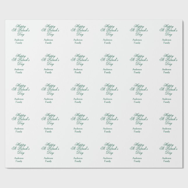 Papel De Regalo Happy St. Patrick's day family name green sminimal (Superficie plana)
