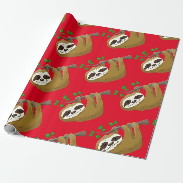 Papel De Regalo Happy Tree Sloth (Desenrollado)