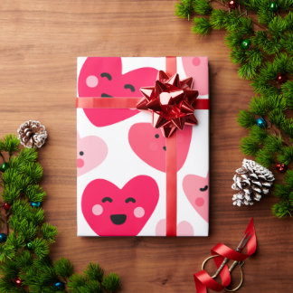 Papel De Regalo Happy valentine day Funny Pink Red hearts