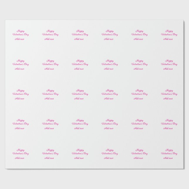 Papel De Regalo Happy Valentine's day pink text name message (Superficie plana)