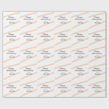 Happy wedding anniversary orange pastel lines name