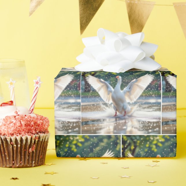 Papel De Regalo Happy White Goose In a Splash Pad (Fiesta de cumpleaños )