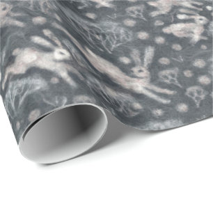 Papel De Regalo Hares Campo de Nieve Conejos Blancos Patrón De Inv