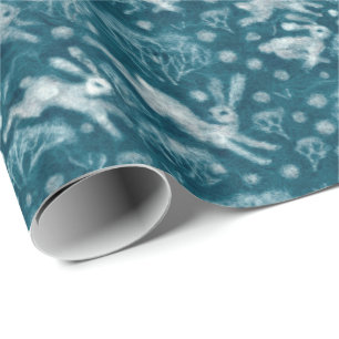 Papel De Regalo Hares Field Bunnies Rabbits Patrón de invierno Ver