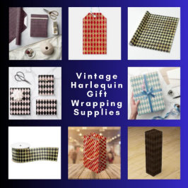 Papel De Regalo Harlequin azul vintage