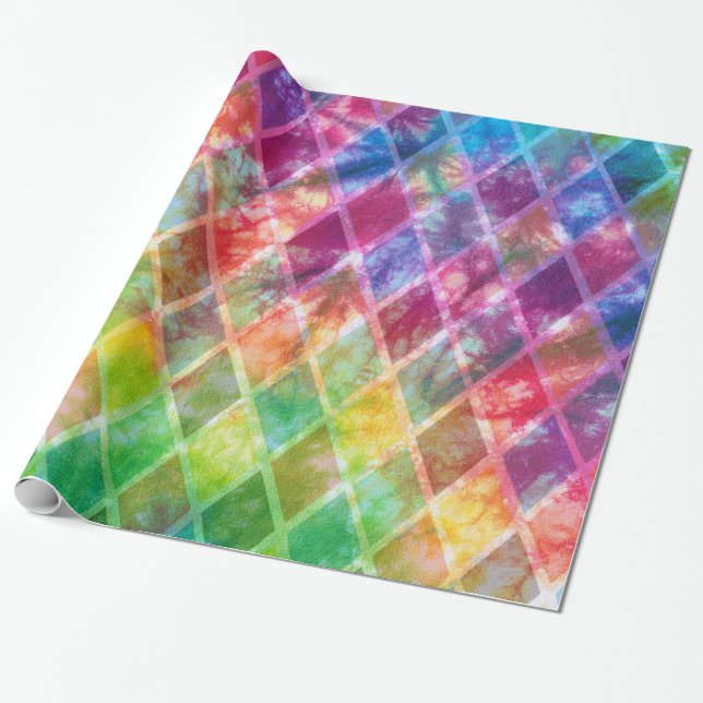 Papel De Regalo Harlequin de acuarela Neon Tie Dye (Desenrollado)