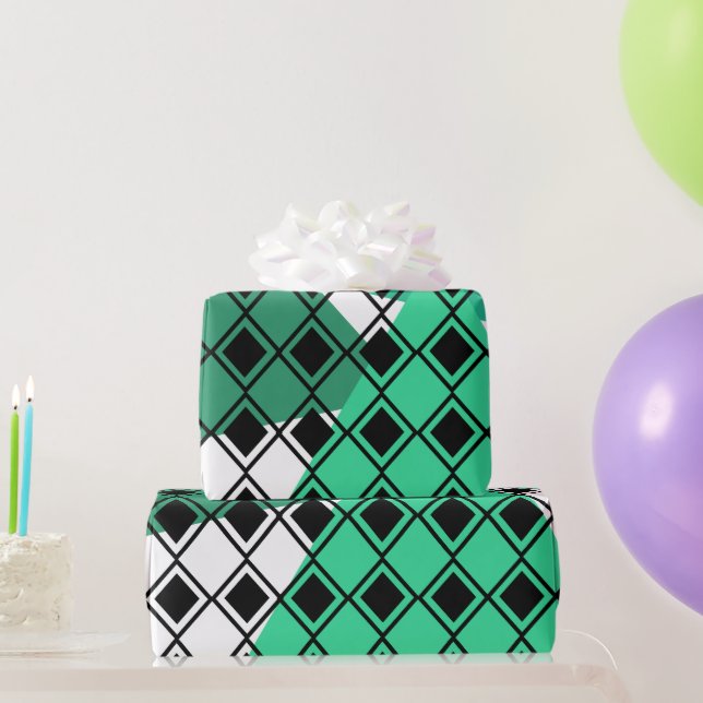 Papel De Regalo Harlequin del Triángulo Verde (Regalos de fiesta)