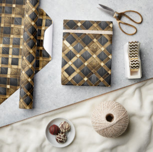 Papel De Regalo Harlequin Diamonds Black and Gold ID1031