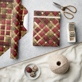 Papel De Regalo Harlequin Diamonds Red y Gold ID1031